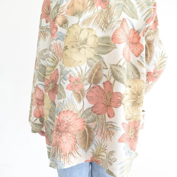 Vintage Sag Harbor II Cream  Floral Print Single Button Blazer - Picture 4 of 13